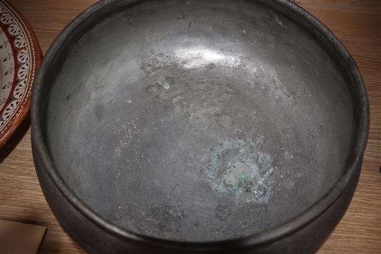 A large Persian tinned copper bowl